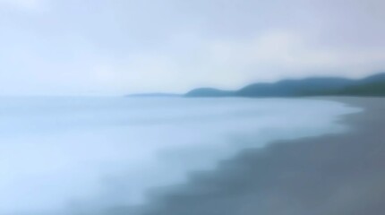 Obraz premium Misty Lake with Soft Distant Hills 