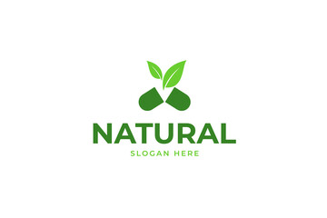 Organic healthy supplement logo design template vector illustration idea