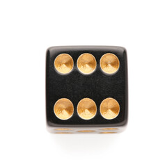 Black game dice on white background