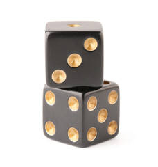 Black game dices on white background