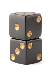 Black game dices isolated on white background