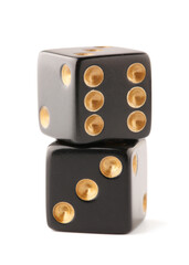 Black game dices isolated on white background