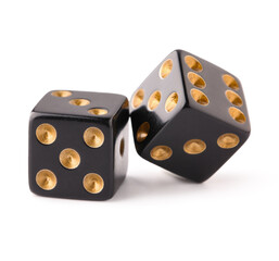 Black game dices isolated on white background