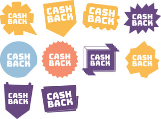 Boost sales with vibrant cash back label badges for promotions and marketing material