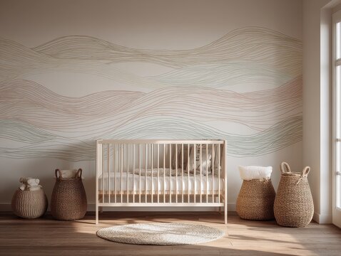 A baby ' s room with a cribe and a cribe
