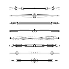 Set Black Simple Line Collection Doodle Border Elements Vector Design Style Sketch Isolated Illustration For Banner