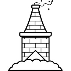 Winter Chimney Minimalist Line Art
