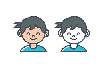 Smiling boy avatar icon color and outline style