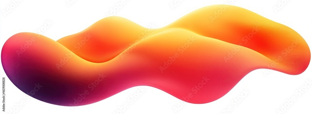 Poster smooth abstract fluid shape with warm gradient colors blending from yellow and orange to red and dee