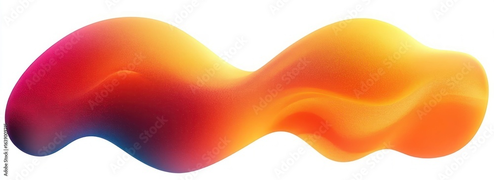 Poster smooth abstract fluid shape with gradient colors blending from deep purple to bright yellow and oran