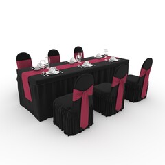 3d render Banquet Table and Chair design element Furniture