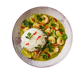 fragrant thai style green king prawn curry