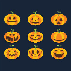 set of halloween pumpkins