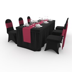 3d render Banquet Table and Chair design element Furniture