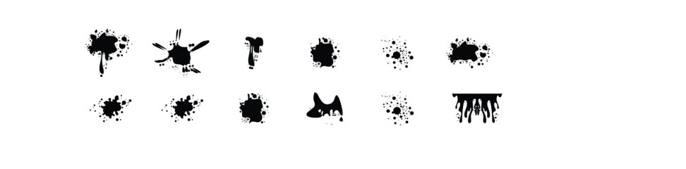 Black grunge paint textures and patterns illustration, Seamless Drips Paint or ink dripping vector set
vector illustration.