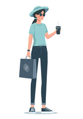 The shopping. Colored vector flat illustration. White background.