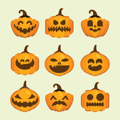 set of halloween pumpkins