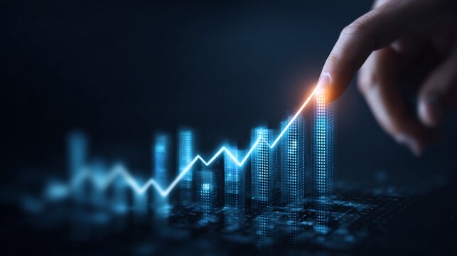 City Growth Hand Touching Upward Graph.