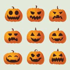 set of halloween pumpkins