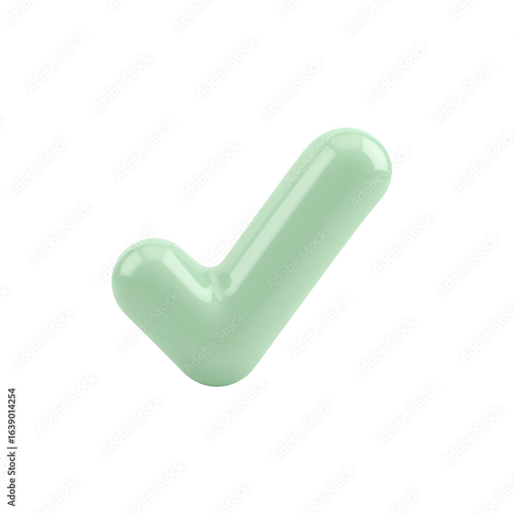 Aufkleber mint colored checkmark with glossy finish hovering against clear and detailed rendering