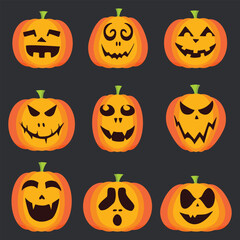 set of halloween pumpkins