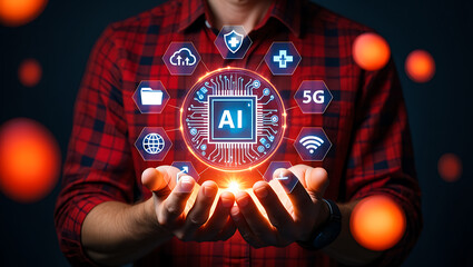 Futuristic artificial intelligence network visualization technology data