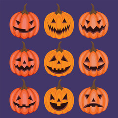 set of halloween pumpkins