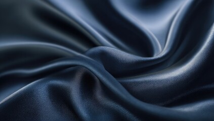 Fototapeta premium Draped, deep blue-gray silk fabric. Smooth, flowing folds