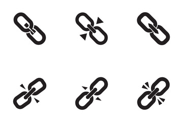Fototapeta premium Black and White Chain Icons Symbolizing Connection and Disconnection Showing Strength and Weakness in Partnerships and Relationships Online and Offline