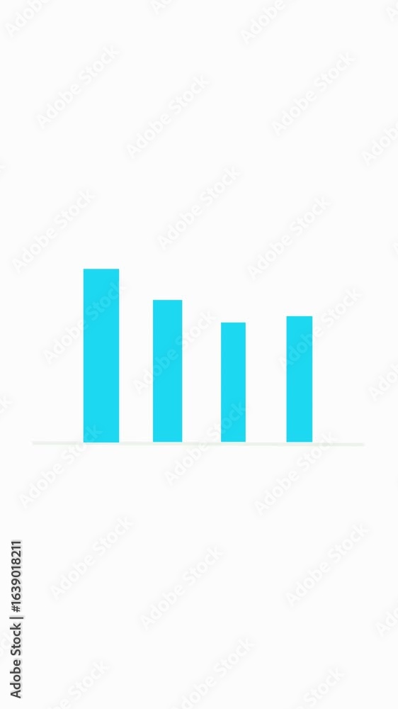 Poster vertical video of rising business bar graph with upward arrow. smooth footage of business graph bars