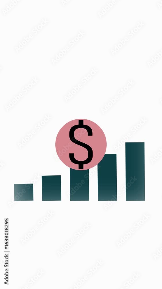 Poster business chart animation with bar graph and upward arrow in clean vertical video. dynamic business b