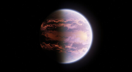 Fototapeta premium A Large Red Planet With A Black Background