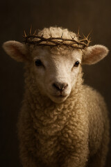 Fototapeta premium Lamb of Christ with Crown of Thorns and Gentle Light