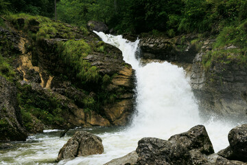 Kuhflucht Gorge Waterfall in Farchant, Bavaria, Germany