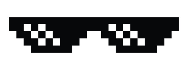 Thug life meme shades sunglasses silhouette icon symbol with pixel style cartoon vector