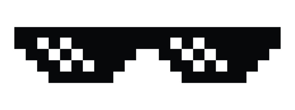 Thug life meme shades sunglasses silhouette icon symbol with pixel style cartoon vector