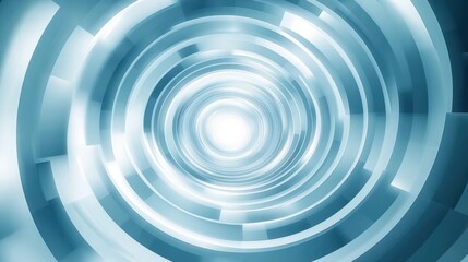 abstract futuristic tunnel with concentric circular rings illuminated by a bright white light at the center conveying depth and motion