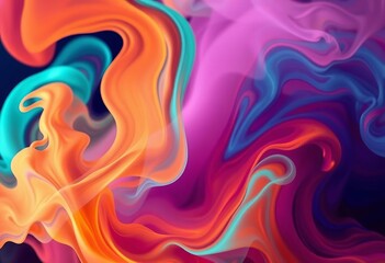 Obraz premium Abstract swirling coffee steam, tea vapor, and wave-like smoke flows in vibrant colors, fluid, abstract