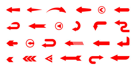 Arrow icons set with different directions and shapes vector illustration collection