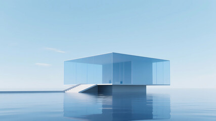 Blue frosted glass building background image