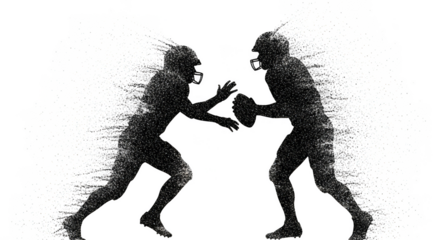 Football players collide amidst a digital burst