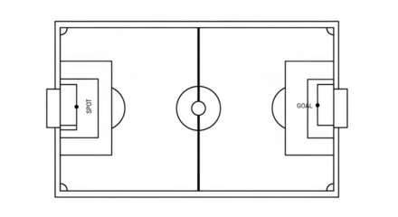 Illuminated soccer field in outline form