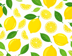  Seamless Vector Lemon Pattern with Slices