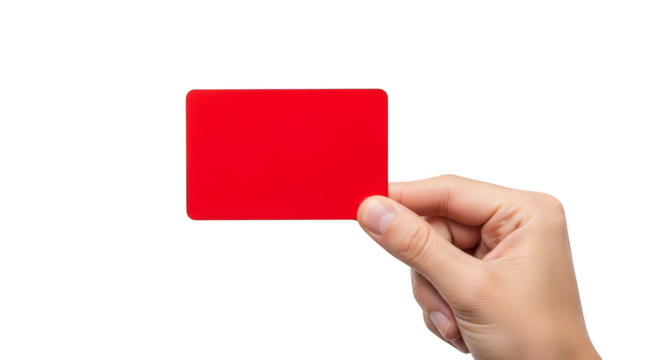 Hand displaying blank scarlet card