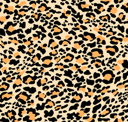 Leopard print. seamless background. Animal skin background with  colorful spots on a beige background. Abstract texture of exotic jungle. Repeat design for decor, fabric, textiles, wallpaper