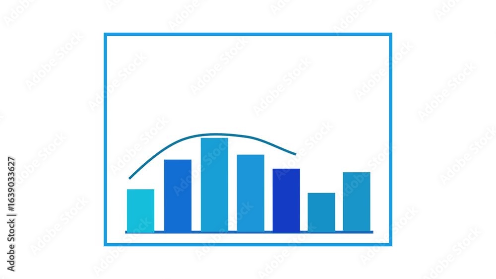 Poster modern minimalist infographic with blue gradient bar graph for financial reports. animated bar graph