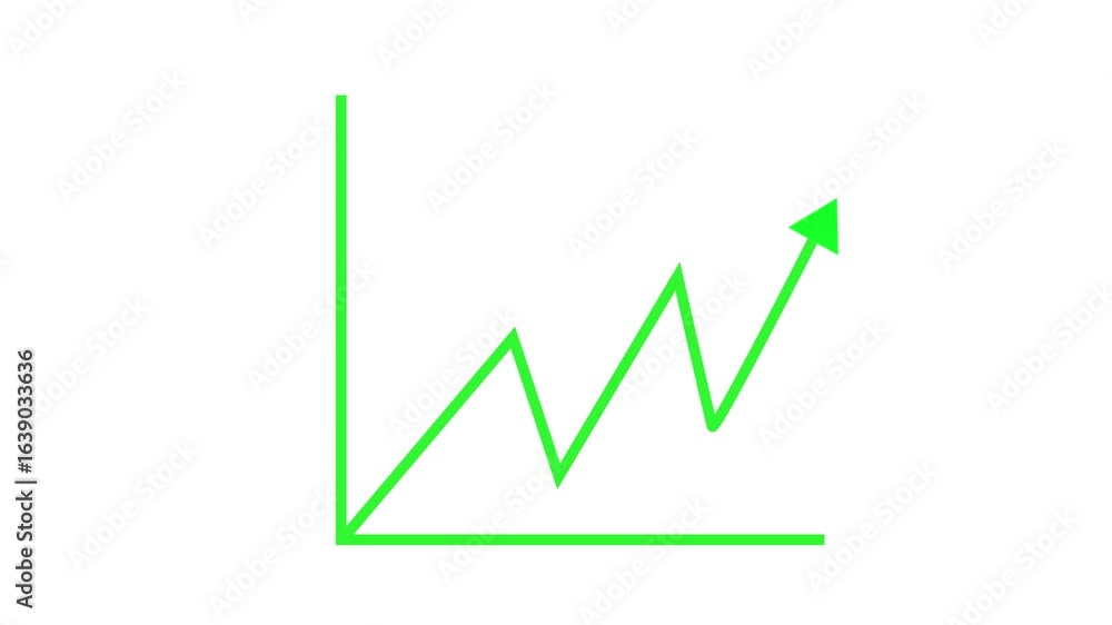 Poster financial presentation featuring animated green chart for marketing and statistics. positive develop