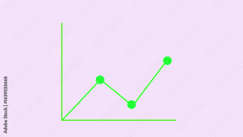 Poster business data visualization with animated green line graph for market statistics. animated green lin