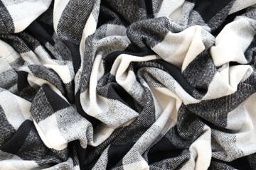 Black checkered napkin towel isolated, kitchen napkin cloth in black