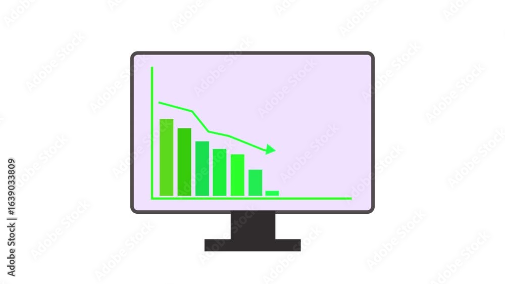 Poster economic downturn visualization with clean minimalist green chart and data infographic. business fin